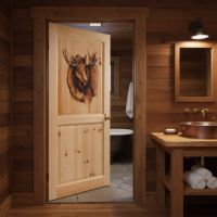 Hand Carved Interior Door: Some lifestyle images are created with AI for visualization purposes. Crafted from natural solid wood, each piece is unique and will vary.