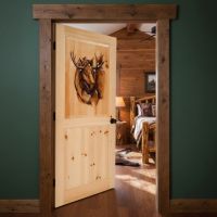 Rustic Interior Door: Some lifestyle images are created with AI for visualization purposes. Crafted from natural solid wood, each piece is unique and will vary.