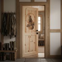Hand Carved Interior Doors: Some lifestyle images are created with AI for visualization purposes. Crafted from natural solid wood, each piece is unique and will vary.