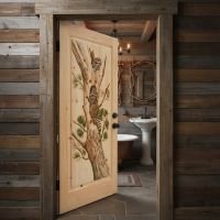 Carved Interior Doors: Some lifestyle images are created with AI for visualization purposes. Crafted from natural solid wood, each piece is unique and will vary.