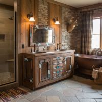 Rustic Vanity: Some lifestyle images are created with AI for visualization purposes. Crafted from natural solid wood, each piece is unique and will vary.