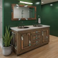 Modern Vanity: Some lifestyle images are created with AI for visualization purposes. Crafted from natural solid wood, each piece is unique and will vary.