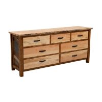 Rustic Chevron Barnwood 7 Drawer Dresser