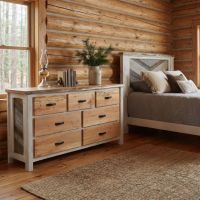 Coastal Dresser: Some lifestyle images are created with AI for visualization purposes. Crafted from natural solid wood, each piece is unique and will vary.