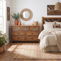 Rustic Barnwood Dresser: Some lifestyle images are created with AI for visualization purposes. Crafted from natural solid wood, each piece is unique and will vary.