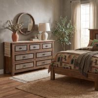 Rustic Barnwood Dresser: Some lifestyle images are created with AI for visualization purposes. Crafted from natural solid wood, each piece is unique and will vary.