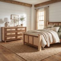 Rustic 6 Drawer Dresser: Some lifestyle images are created with AI for visualization purposes. Crafted from natural solid wood, each piece is unique and will vary.