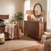 Rustic Dresser: Some lifestyle images are created with AI for visualization purposes. Crafted from natural solid wood, each piece is unique and will vary.