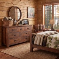 Rustic Dresser: Some lifestyle images are created with AI for visualization purposes. Crafted from natural solid wood, each piece is unique and will vary.