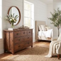 Rustic Dresser: Some lifestyle images are created with AI for visualization purposes. Crafted from natural solid wood, each piece is unique and will vary.