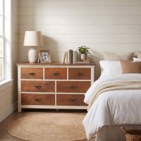 Rustic 7 Drawer Dresser: Some lifestyle images are created with AI for visualization purposes. Crafted from natural solid wood, each piece is unique and will vary.