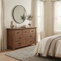 7 Drawer Dresser: Some lifestyle images are created with AI for visualization purposes. Crafted from natural solid wood, each piece is unique and will vary.