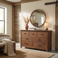 7 Drawer Dresser: Some lifestyle images are created with AI for visualization purposes. Crafted from natural solid wood, each piece is unique and will vary.