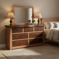 Solid Wood Dresser: Some lifestyle images are created with AI for visualization purposes. Crafted from natural solid wood, each piece is unique and will vary.