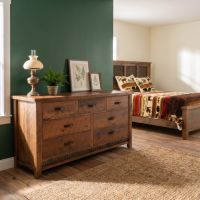 Rustic Barnwood Dresser: Some lifestyle images are created with AI for visualization purposes. Crafted from natural solid wood, each piece is unique and will vary.