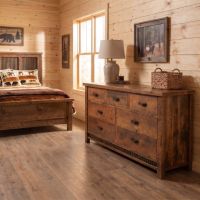 Rustic Barnwood Dresser: Some lifestyle images are created with AI for visualization purposes. Crafted from natural solid wood, each piece is unique and will vary.