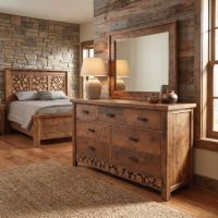 Rustic Dresser: Some lifestyle images are created with AI for visualization purposes. Crafted from natural solid wood, each piece is unique and will vary.