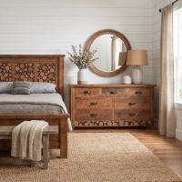 Rustic Dresser: Some lifestyle images are created with AI for visualization purposes. Crafted from natural solid wood, each piece is unique and will vary.