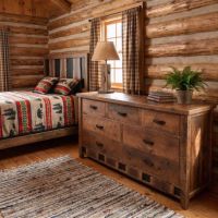 Rustic Barnwood Dresser: Some lifestyle images are created with AI for visualization purposes. Crafted from natural solid wood, each piece is unique and will vary.