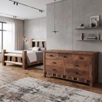 Rustic Barnwood Dresser: Some lifestyle images are created with AI for visualization purposes. Crafted from natural solid wood, each piece is unique and will vary.