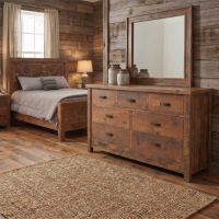 Rustic 7 Drawer Dresser: Some lifestyle images are created with AI for visualization purposes. Crafted from natural solid wood, each piece is unique and will vary.