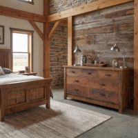 Rustic Barnwood Dresser: Some lifestyle images are created with AI for visualization purposes. Crafted from natural solid wood, each piece is unique and will vary.