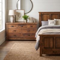 Rustic Barnwood Dresser: Some lifestyle images are created with AI for visualization purposes. Crafted from natural solid wood, each piece is unique and will vary.