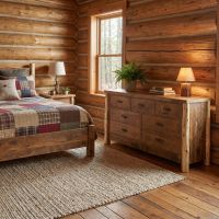 Rustic Dresser: Some lifestyle images are created with AI for visualization purposes. Crafted from natural solid wood, each piece is unique and will vary.