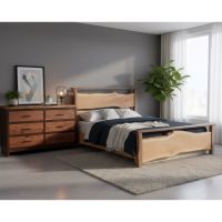 Modern Rustic Dresser: Some lifestyle images are created with AI for visualization purposes. Crafted from natural solid wood, each piece is unique and will vary.