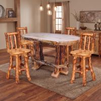 Rustic Bar Stool: Some lifestyle images are created with AI for visualization purposes. Crafted from natural solid wood, each piece is unique and will vary.