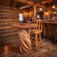 Rustic Bar Stool: Some lifestyle images are created with AI for visualization purposes. Crafted from natural solid wood, each piece is unique and will vary.
