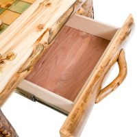 Rustic Aspen Hand-Painted Checker Board Table - Red Cedar Lined Drawer Close Up