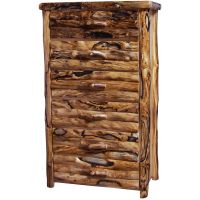 Beartooth Aspen 6 Drawer Log Chest - 39" - Half Log Fronts - Natural Panel & Gnarly Log