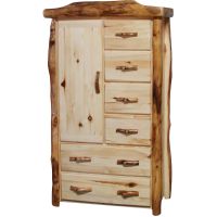 Beartooth Aspen Log Chiffarobe - Flat Fronts - 39"W - Natural Panel & Natural Logs