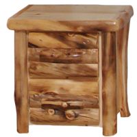 Beartooth Aspen 2 Drawer Log Nightstand - Half Log Drawers - Natural Panel & Natural Logs