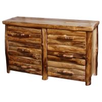 Beartooth Aspen 6 Drawer Log Dresser - 60" Half Log Fronts - Wild Panel & Natural Log