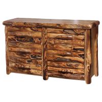 Beartooth Aspen 6 Drawer Log Dresser - 60" - Half Log Fronts - Natural Panel & Gnarly Log