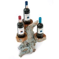 Driftwood Wine Bottle Holder - Blue Wash