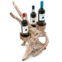 Driftwood Wine Bottle Holder - White Wash