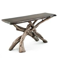 Uptown Rustic Driftwood Sofa Table - Jacobean Maple Top