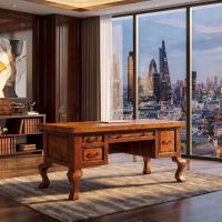 Copper & Wood Desk: Some lifestyle images are created with AI for visualization purposes. Crafted from natural solid wood, each piece is unique and will vary.