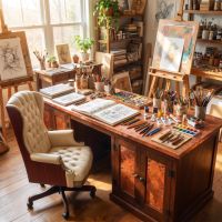 Reclaimed Desk: Some lifestyle images are created with AI for visualization purposes. Crafted from natural solid wood, each piece is unique and will vary.