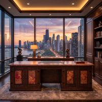 Rustic Copper & Barnwood Desk: Some lifestyle images are created with AI for visualization purposes. Crafted from natural solid wood, each piece is unique and will vary.
