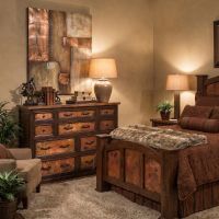 Copper and Reclaimed Wood Dresser: Some lifestyle images are created with AI for visualization purposes. Crafted from natural solid wood, each piece is unique and will vary.