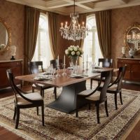 Contemporary Dining Table: Some lifestyle images are created with AI for visualization purposes. Crafted from natural solid wood, each piece is unique and will vary.