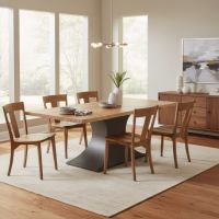 Modern Dining Table: Some lifestyle images are created with AI for visualization purposes. Crafted from natural solid wood, each piece is unique and will vary.
