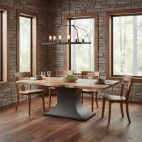 Rustic Dining Table: Some lifestyle images are created with AI for visualization purposes. Crafted from natural solid wood, each piece is unique and will vary.
