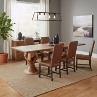 Hardwood Dining Table: Some lifestyle images are created with AI for visualization purposes. Crafted from natural solid wood, each piece is unique and will vary.