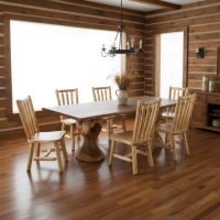 Rustic Dining Table: Some lifestyle images are created with AI for visualization purposes. Crafted from natural solid wood, each piece is unique and will vary.