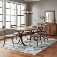 Modern Dining Table: Some lifestyle images are created with AI for visualization purposes. Crafted from natural solid wood, each piece is unique and will vary.